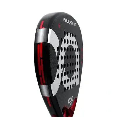 Pala Aca Palladium paddle, 12k carbon fiber and Black EVA, designed for power, featuring a sandy finish and 3D texture for padel.